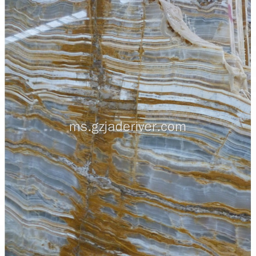 Customized Gold Veins Blue Onyx Marble Stone